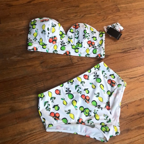 Citrus Print Longline Bikini Set - Picture 3 of 10